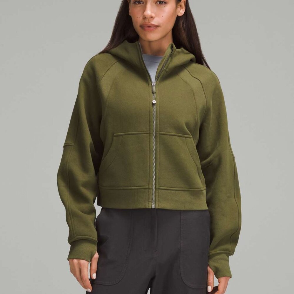 lululemon Scuba Oversized Cropped Full Zip Hoodie Ether Green Size 6